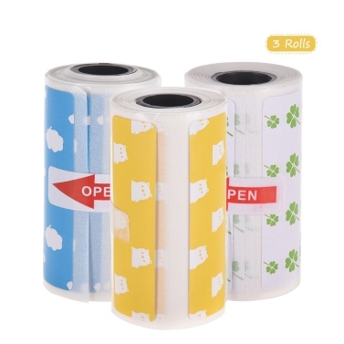 Cute Cartoon Direct Thermal Labels Roll 57*30mm(2.17*1.18in) Strong Adhesive Sticker Clear Printing for PeriPage A6 Pocket BT Thermal Printer, 1 Roll