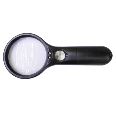 Handheld Magnifier Reading Magnifying Glass Lens Jewelry Loupe 3X 45X with 3 LED Light for Reading Inspection Jewellery Hobbies Crafts