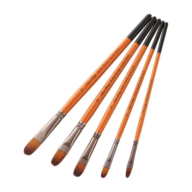 Professional Paint Brushes Set 5pcs Artist Paintbrush Nylon Hair Wooden Handle for Acrylic Oil Watercolor Gouache Nail Face Art Craft Painting, Round Tip