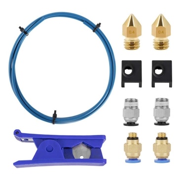 TWO TREES 3D Printer Kit PTFE Tubing Hose Pipe 40cm for 1.75mm Filament with PTFE Tube Cutter 2pcs PC4-M6 Pneumatic Fittings 2pcs PC4-M10 Pneumatic Fittings Hotend Socks Blue Compatible with Ender3/3S