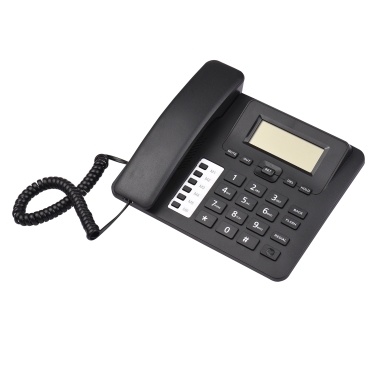 Black Corded Phone Desk Landline Phone Telephone DTMF/FSK Dual System Support Hands-Free/Redial/Flash/Speed Dial/Ring Volume Control Built-in IC Chip High Quality Sound Real-time Date for Elderly Seni