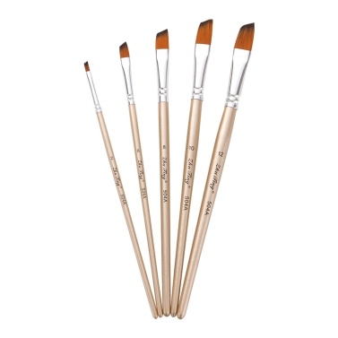 5pcs Round Tip Paint Brushes Set Nylon Hair Wooden Handle Artists Paintbrushes for Children Adults Beginners for Acrylic Oil Watercolor Gouache Nail Body Face Detailing Painting Art Crafts Supplies
