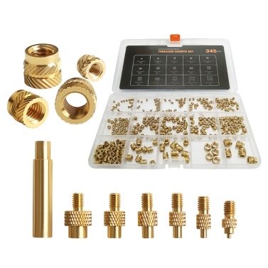 3D Printing Hot Melt Heat Knurled Embed Injection Copper Insert Nut 345pcs with 7pcs Heat-Set Insert Tips