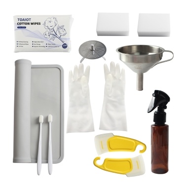 Resin 3D Printer Cleaning Tools Kit with Scraper, Silicone Mat, Funnel Filter, Spray Bottle,Rubber Gloves,Cleaning Brush