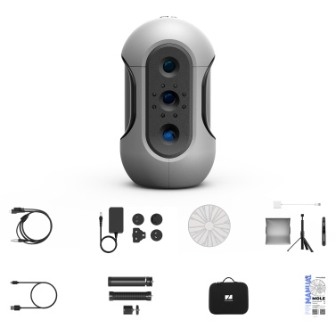 3DMakerpro Mole Handheld 3D Scanner for 3D Printer 0.05mm Accuracy & 0.1mm Resolution 10FPS Scanning Black Objects Compatible with Win10/11 and MacOS 11/12 (Luxury)