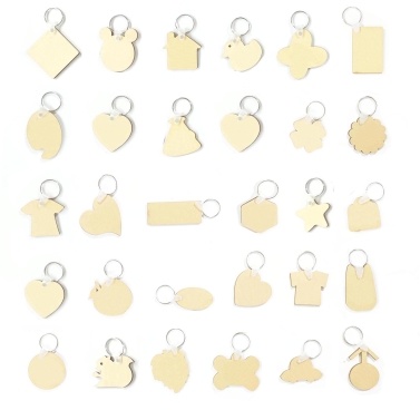 30pcs Blank Wooden Key Chains Unfinished Wood Crafts Blanks Pendant for Laser Engraving DIY Material Craft Wedding Birthday Christmas Ornament Decor Accessories Gift (Styles Shipped Randomly)