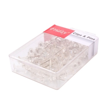 50pcs Push Pins Transparent Plastic Head with Metal Point Thumb Tacks