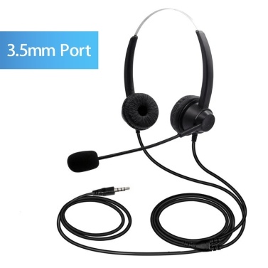 H360D-3.5 3.5mm Wired Computer Headset with Microphone Dual-ear Headphones Universal Office Call Center Headphone