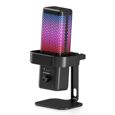 USB Gaming Microphone Noise Reduction Computer Mic Kit with Stand RGB Lighting Cardioid Mode Pick-up