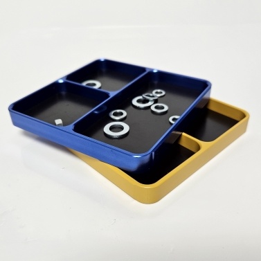 Magnetic Screws Tray RC Cars Tools Parts Metal Organizer with 4 Compartments Removable Magnetic Pad for Sockets Bolts Pins Nuts Storage Organization