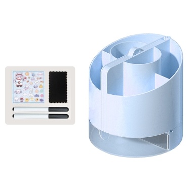 4in1 Multifunctional Pen Holder Desk Pencil Pen Holder 6-Slot with A Tray Desktop Organizers Built-in Mirror Calculator Dry Erase White Board
