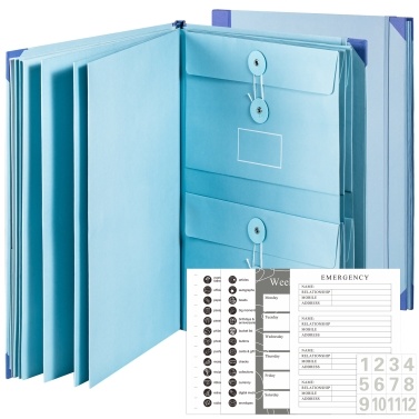 Document Organizer Folio with 12 Pockets Envelopes in Case I Go Missing Binder Important FileOrganizer Comes Labels Sticker for Bills Checks Birth Certificates Estate Planning etc Home School Office S