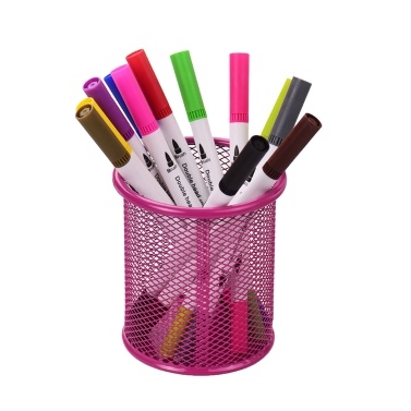 Mesh Pen Pencil Holder Metal Pen Organizer Storage Stationery Container Round Padded Base for Desk School Office