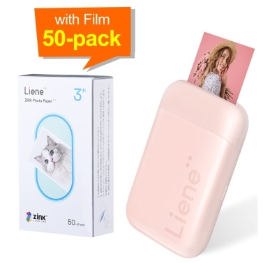 Liene Kiwi 2x3 Inch Mini Photo Printer with 50pcs Zinc Adhesive Paper