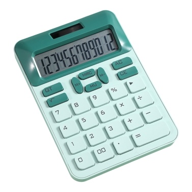 Mechanical Calculator 12 Digit Large Solar Power and LCD Display Big Button Cute Candy Colored Calculator Suitable for Office School Home for Kids Students Accountant