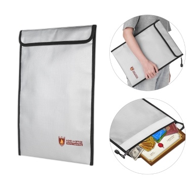 100% Fireproof Document Bag Silicone Coated Waterproof Organizer