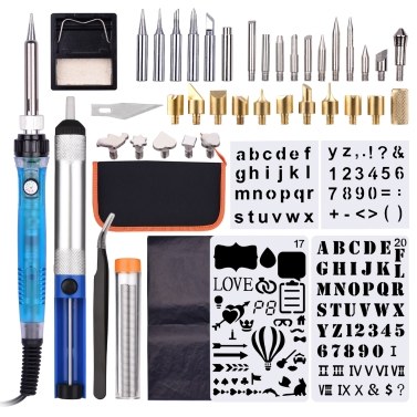 Wood Burning Tool Kit 53PCS Professional Pyrography Pen Soldering Iron Set Adjustable Temperature from 200-450℃ for Beginners Adults Wood Burning Carving DIY Embossing Soldering