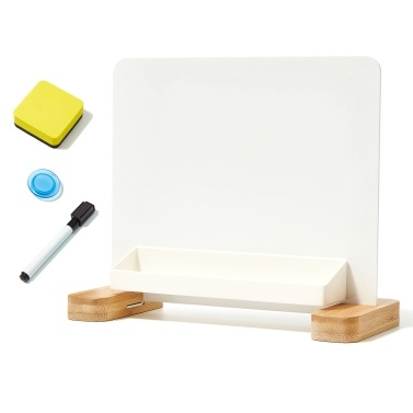 Versatile Magnetic Desktop Whiteboard with Bamboo Base