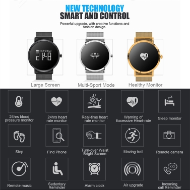 CV08 Herzfrequenz Blutdruck Smart Watch - Metallband