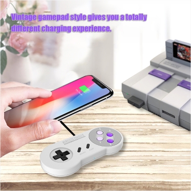 Qi Wireless Ladegerät 10 Watt 5 Watt Vintage SFC Gamepad Souvenir Edition