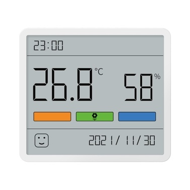 ATuMan TH1 Hygrometer Indoor LCD Display Temperature Humidity Monitor with Clock