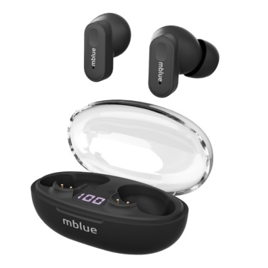 mblue AR01 True Wireless Earbuds BT In-Ear Earphones with LED Display Noise Cancelling Sports Headphones Built-in Mic Hands-Free Calls