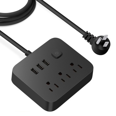 Surge Protector Power Strip 3.9Ft Extension Cord 3 Outlets 3 USB Ports Desktop Charging Station Slim Socket Extender for Home Office Travel