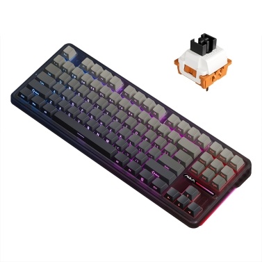 AULA F87 Mechanical Keyboard - Wireless, Gasket Structure, Tri-Mode Connectivity, 87-Key Low-Delay Gaming Keyboard with Light Effect