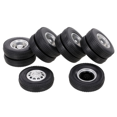 6PCS Aluminum Alloy Front & Rear Truck Wheel Rim Tires Compatible with Tamiya 1/14 RC Tractor Truck( type-10)