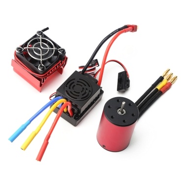 2300KV Brushless Motor 3650 Waterproof Motor with 60A Brushless ESC 5.8V 3A BEC Heatsink for 1/8 1/10 RC Car
