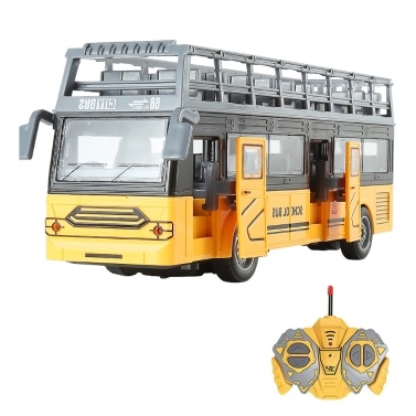 1/30 4CH Remote Control School Bus Remote Control Car with Light Music Openable Door Toys