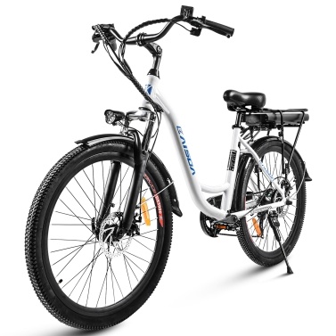 KAISDA K6C Electric City Bike 26 Inch Tire 250W Motor Ebike 36V 12.5Ah Battery IP54 LED Light 75KM Assisted Range 20° Climbing Angle Mechanical Disc Brakes