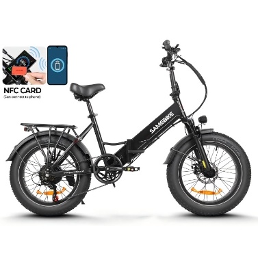 SAMEBIKE LOTDM200-II E-bike 20*4.0inch Fat Tire Folding Electric Bike 750W Motor 48V 13Ah Battery 80km Range Dual Suspension System Mechanical Disc Brakes NFC Smart Display