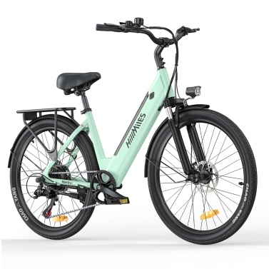 HillMiles MileCity1 Electric Bike for Women 26-inch Tire 250W Motor Step-Through Design 36V 13AH Battery City Bikes 100km Max Range Shimano 7-speed Mechanical Disc Brake Front Fork Suspension 120kg Lo