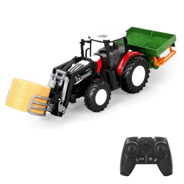 Remote Control Simulated Farmer Car With Gripper Fertilizer Spreader Big Bale Lighting One-key Demonstration