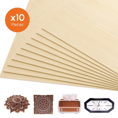 Algolaser 10PCS 30*30cm Plywood Plates 11.8*11.8in Basswood Sheets Square Unfinished Wood Board for DIY Crafts Laser Cutting Wood Burning Painting Model Carving