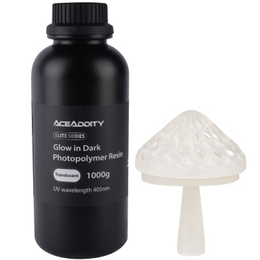 Aceaddity Glow In Dark Resin Special 3D Printer Liquid Resin High Resolution 405nm UV-Curing Photopolymer Printing Resin Suitable for 2K/4K/8K LCD/DPL/SLA 3D Printers - Translucent 1KG/Bottle