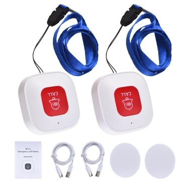 2Pcs Portable Mini WiFi Emergency Call Button Rechargeable Wireless WiFi Pager Nurse Alert Button