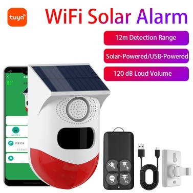 Tuya WiFi Solar Powered Wireless Infrared Motion Sensor Detector