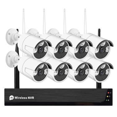 8CH 1080P Wireless Security Camera System, 8Channel 1080P CCTV NVR + 8PCS 1080P 2.0MP Indoor Outdoor Surveillance IP Cameras with Night Vision, Motion Alert, Tuya Smart App Remote Access, No Hard Driv