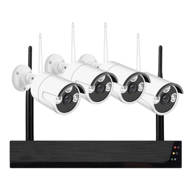 1080P 4CH HD Wireless Security Camera System 4CH NVR + 4Pcs WiFi IP Camera 1080P Video Surveillance Camera with Night Vision Motion Alert Remote Access IP66 Waterproof (HDD not Included)