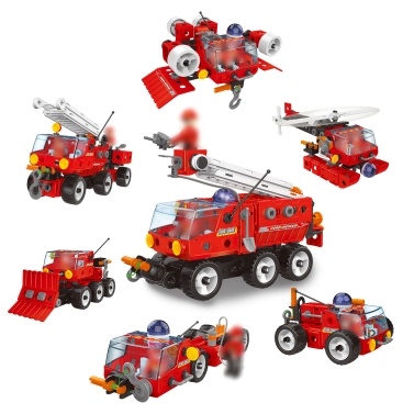 7in1 Stem Toys Educational Building Blocks 159pcs Stem Building Toys for Kids 5+ Fire Engine Birthday Gifts with Lighting and Sound