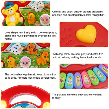 Coolplay  Baby Kids Toddler Musical Educational Animal Farm Piano Electronic Keyboard Music Development Kids Toy
