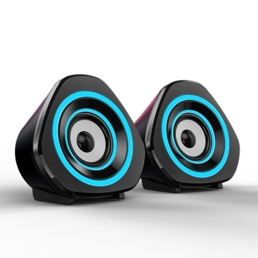 SADA Home Speaker Set Desktop PC Computer Speakers 3.5mm Wired Laptop Speakers USB Powered Sound Box with Blue Atmospheric Lights