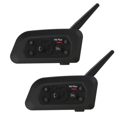 Teleheer V6 Pro 2Pcs Motorcycle Helmet Intercom 1200M Duplex Interphone Headset Riding Walkie-talkie for Motorcycle Helmet Moto