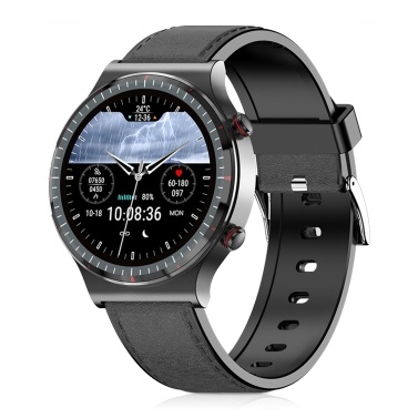 G08 1.28-inch Screen Smartwatch ECG/HRV/Blood Pressure/Oxygen/Temperature Monitoring Smart Watch - Leather Strap