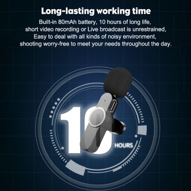 Wirelessly Microphone USB-C Plug&Play Clip-on Lapel Mic for Live Show Record Video Shooting for Smartphone Computer
