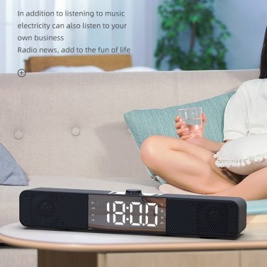 Wireless Bluetooth 5.0 Sound bar Alarm Clock Desktop Speaker