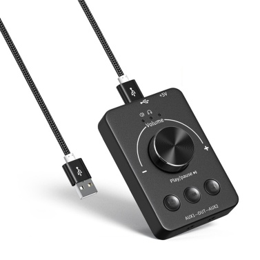 USB Computer Volume Controller BT5.1 Audio Transmitter U Disk Playback External Sound Card Headphone Adapter 3.5mm Dual Headphone Jack Type-C Plug and Play