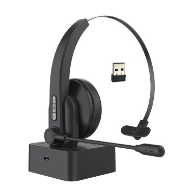 2.4GHz Wireless Headphones Call Center Earphone On Ear Headset with ENC Noise Reduction Microphone Adjustable Headband Volume Control with Charging Dock